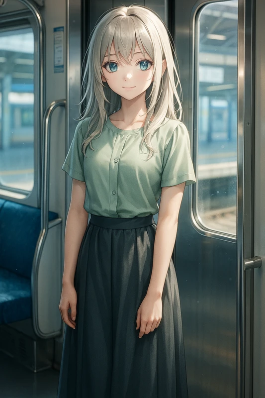 ドア付近に立つAIイラスト|プロンプト紹介