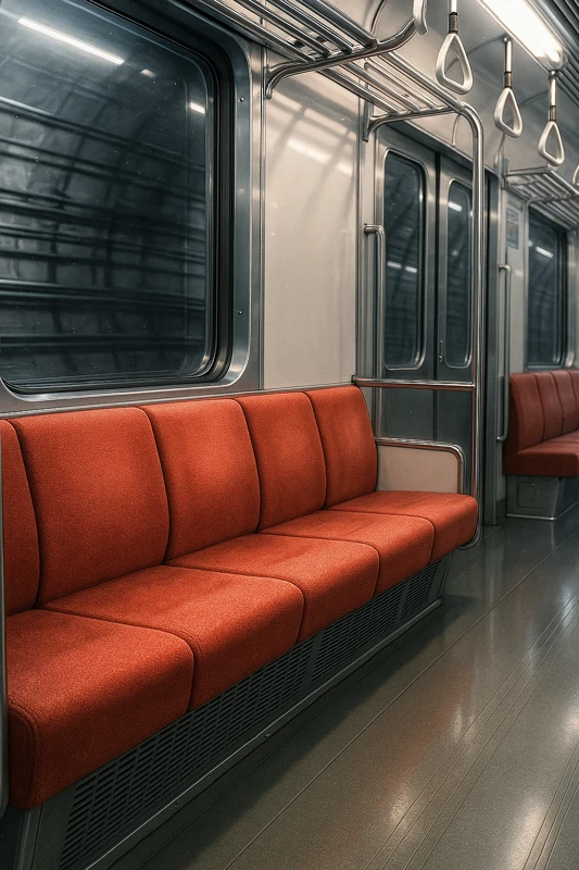 赤色の座席|電車の座席プロンプト紹介