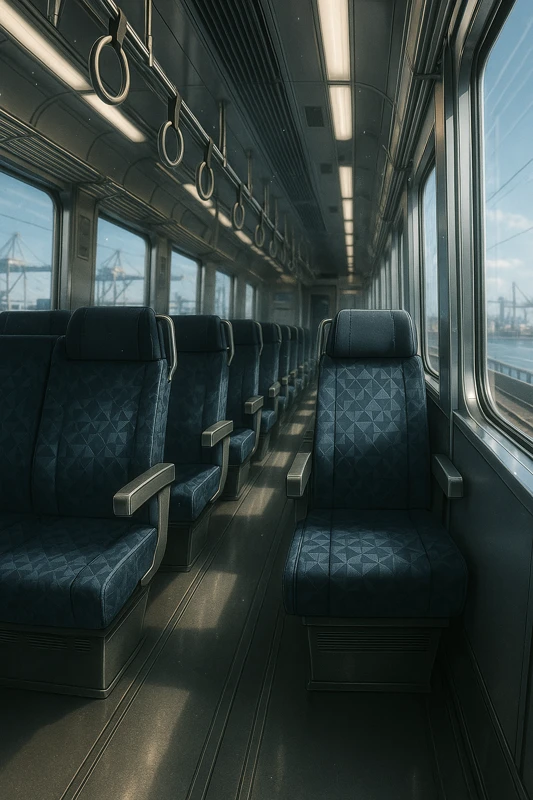 幾何学模様の座席|電車の座席プロンプト紹介
