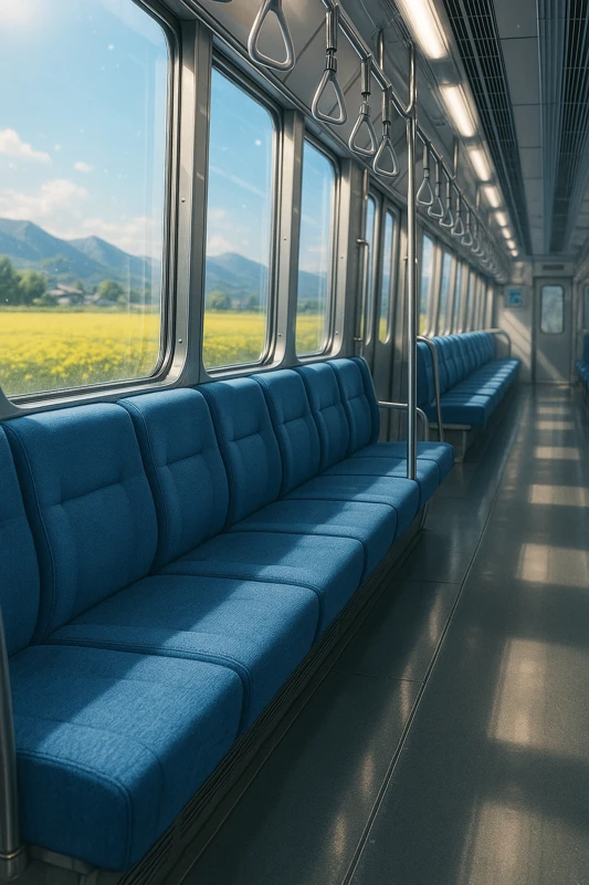 青色の座席|電車の座席プロンプト紹介