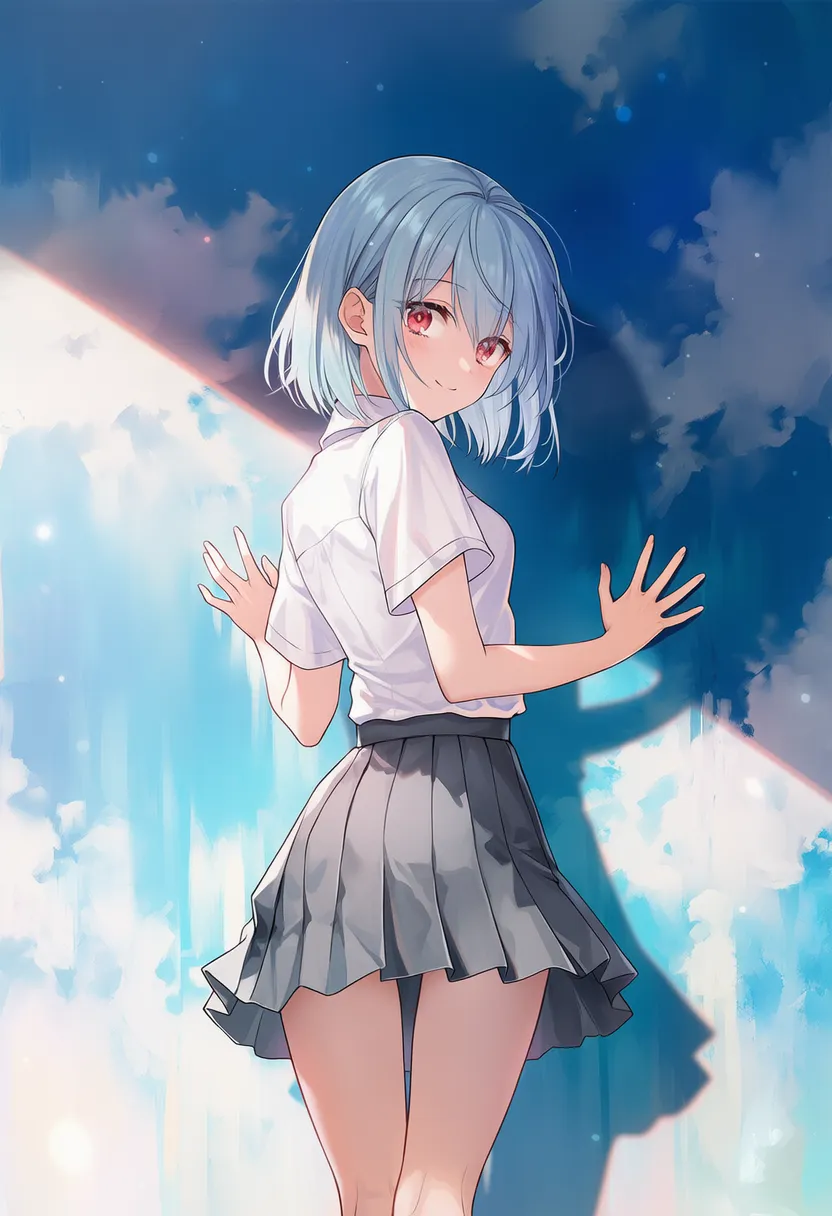 壁に手をついて振り返る美少女AIイラスト｜プロンプト紹介