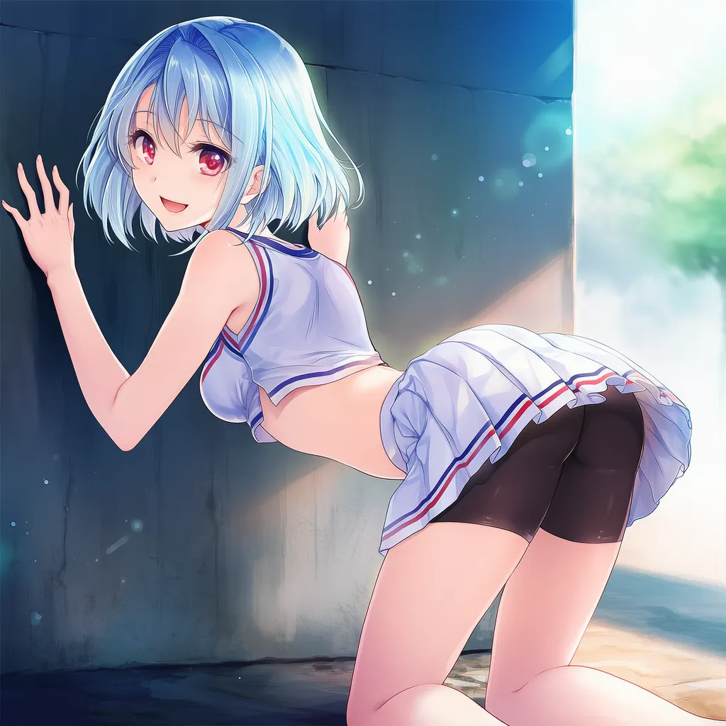 膝立ち姿勢で壁に手をつく美少女AIイラスト作例２｜プロンプト紹介