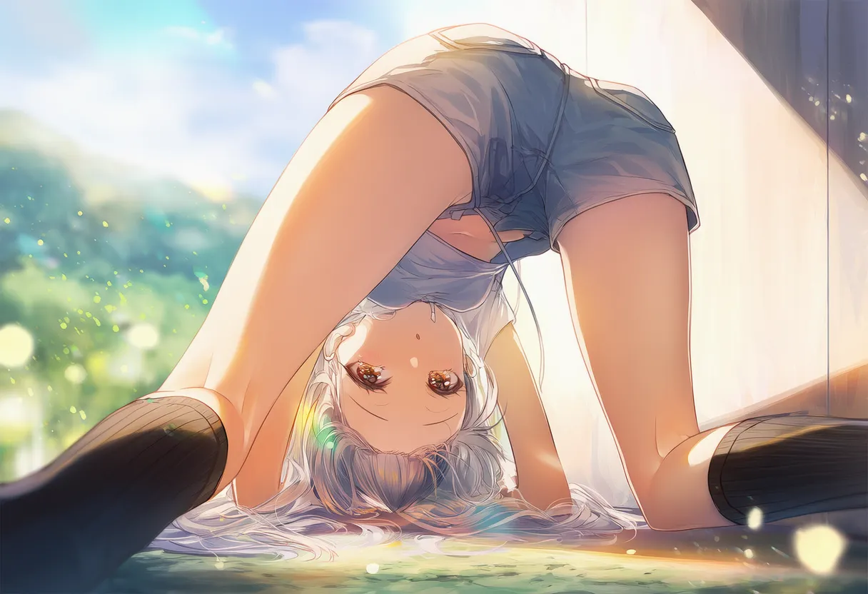 股のぞき構図の四つん這いポーズの美少女AIイラスト｜プロンプト紹介