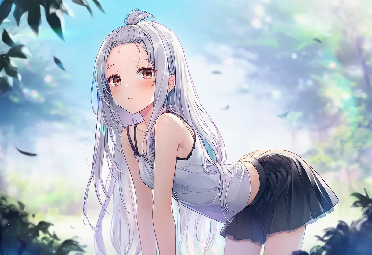 背中を反らす四つん這いポーズの美少女AIイラスト（作例２）｜プロンプト紹介