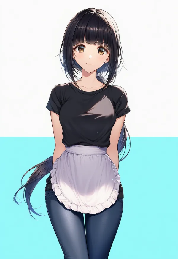 メイドエプロンを付けた美少女のAIイラスト|プロンプト紹介