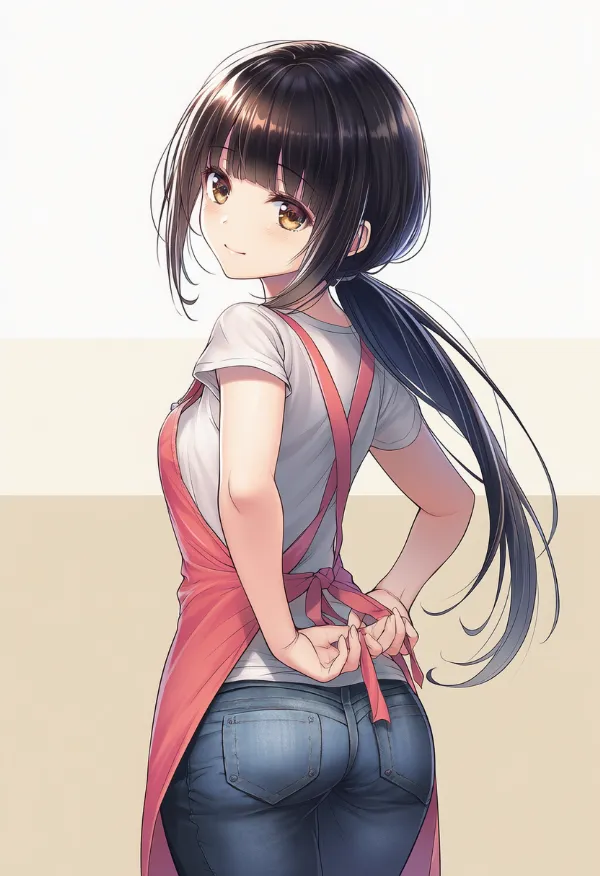たすき掛けエプロンを付けた美少女のAIイラスト|プロンプト紹介