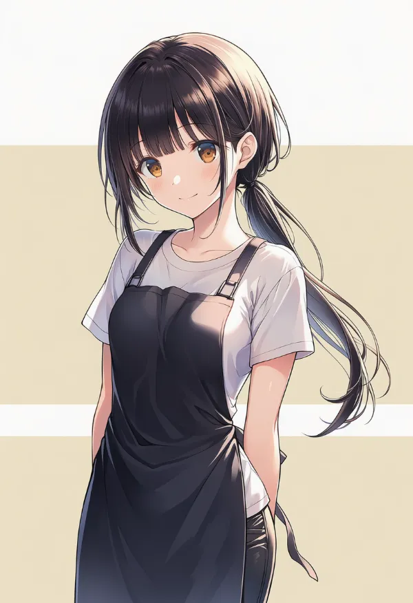 H型エプロンを付けた美少女のAIイラスト|プロンプト紹介