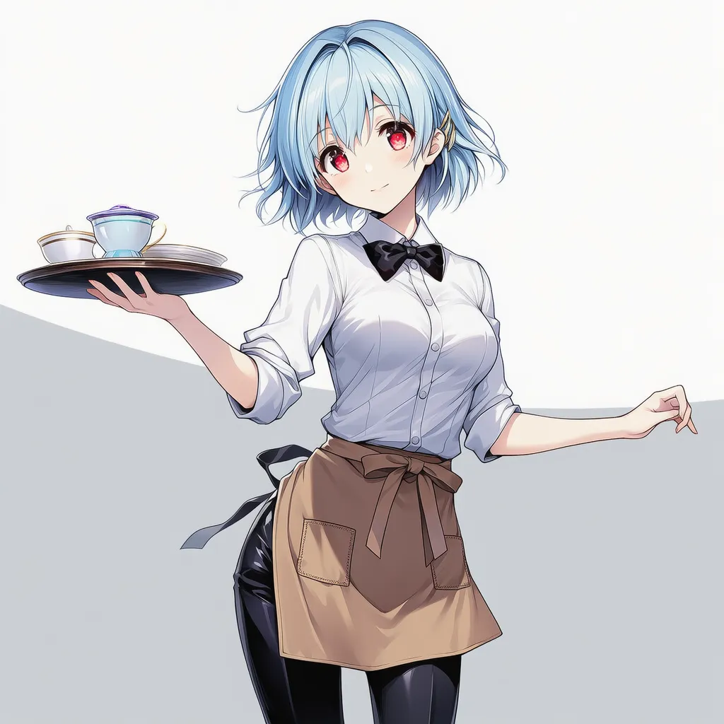 カフェ・レストランの前掛けを身に着けた美少女AIイラスト|プロンプト紹介