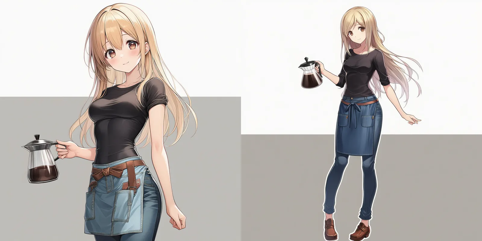 バリスタ・コーヒーショップの前掛けを身に着けた美少女AIイラスト|プロンプト紹介