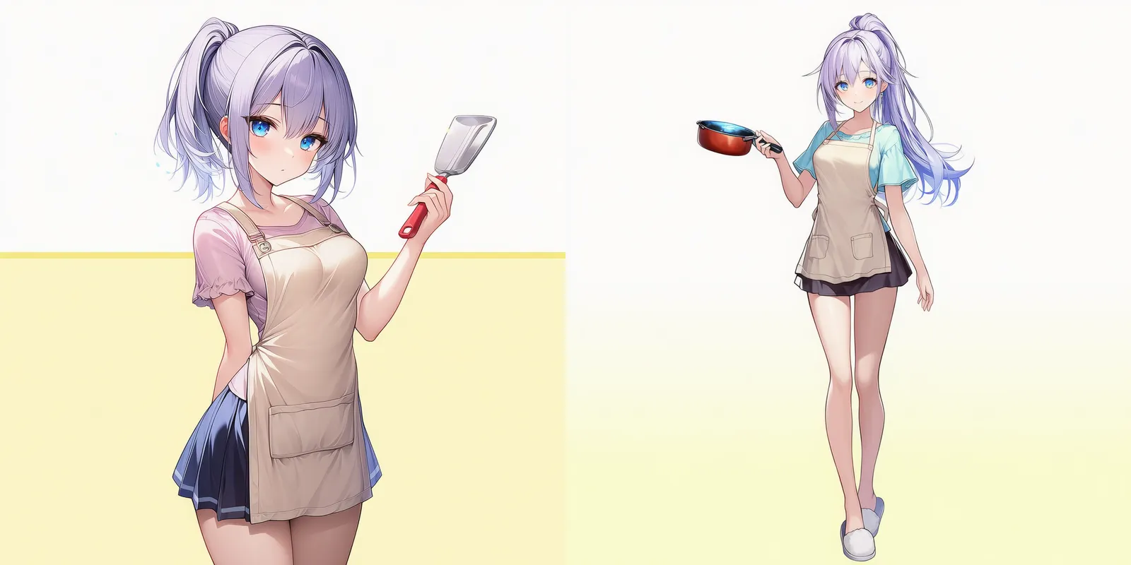 キッチンエプロン(家庭用)を身に着けた美少女AIイラスト|プロンプト紹介