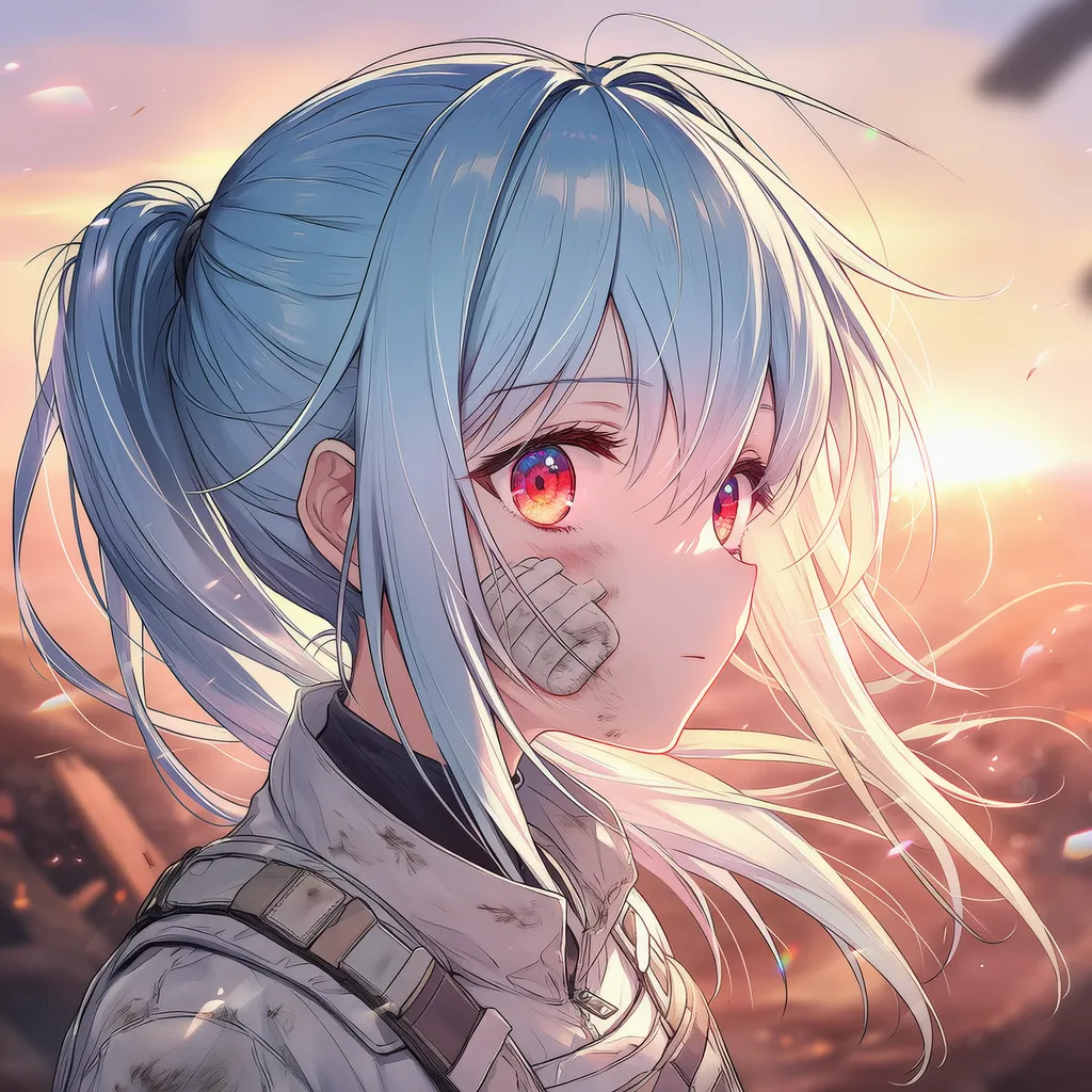 バンデージ(ガーゼ)を頬に貼った美少女のAIイラスト|プロンプト紹介