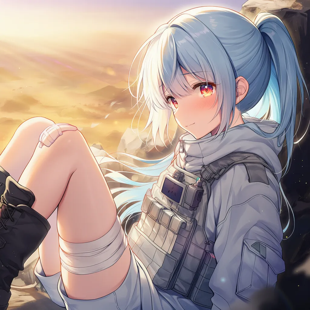 包帯を足に巻いた美少女のAIイラスト|プロンプト紹介