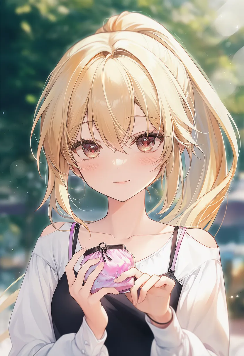化粧ポーチを持つ美少女AIイラスト｜持ち物プロンプト紹介