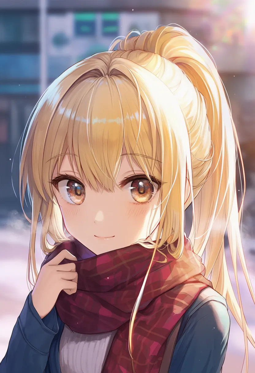 マフラーを持つ美少女AIイラスト｜持ち物プロンプト紹介
