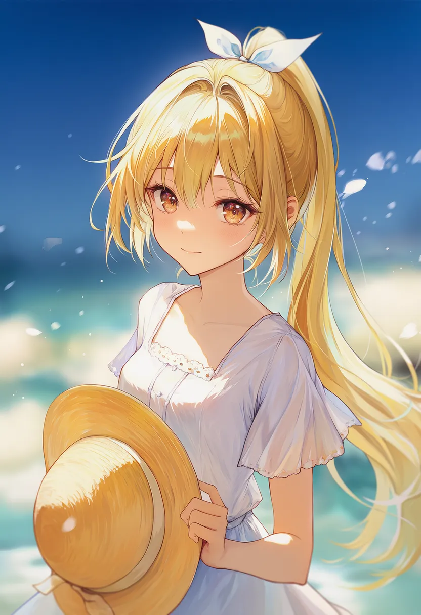 帽子を持つ美少女AIイラスト｜持ち物プロンプト紹介