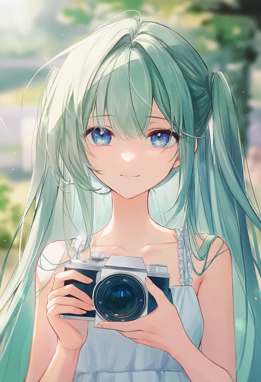 カメラを持つ美少女AIイラスト｜持ち物プロンプト紹介