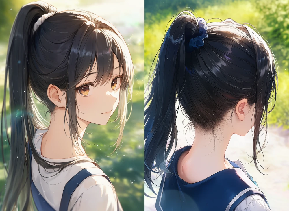美しいうなじまわりを再現したAIイラストの作例