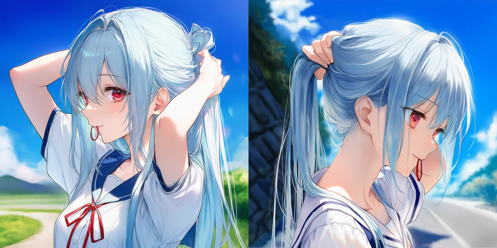 髪を結ぶ美少女AIイラスト|プロンプト紹介