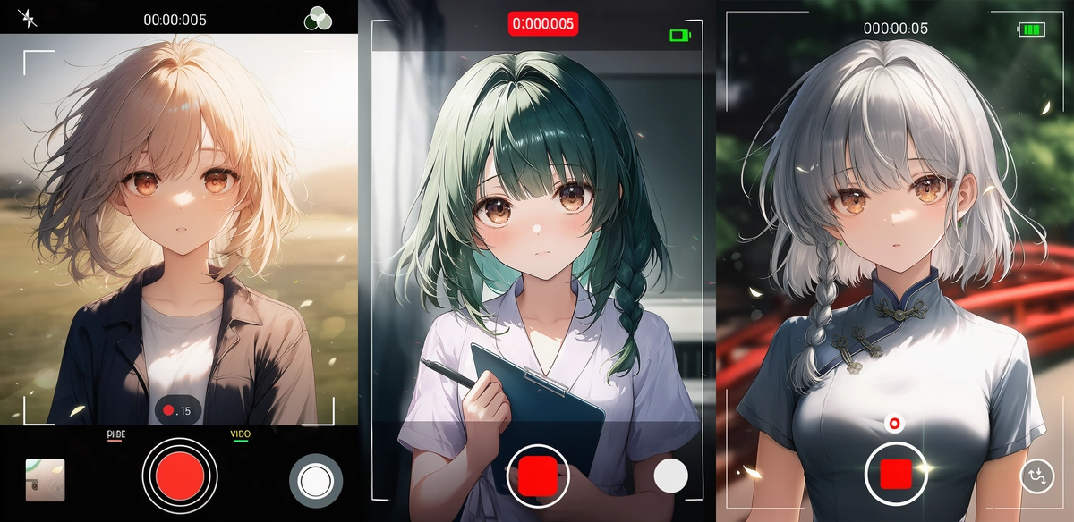 iPhone風の録画フレームのAIイラストの作例集