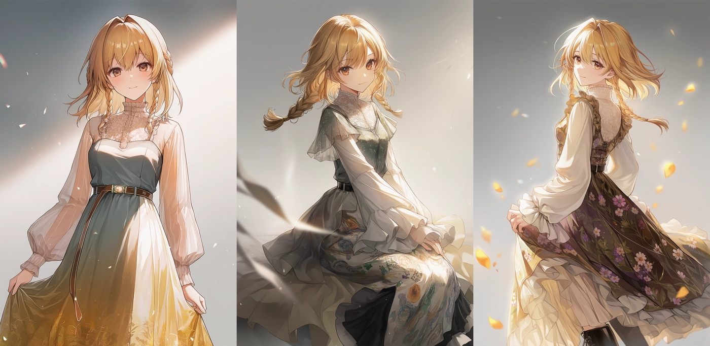 ペイズリー切替のシフォンワンピ｜森ガールプロンプト紹介