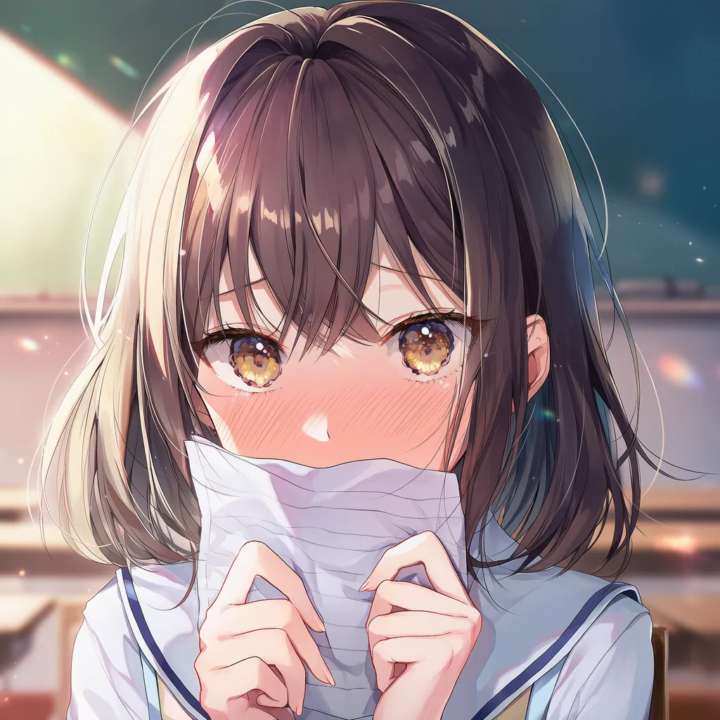 口元を隠して恥ずかしがる美少女AIイラスト｜プロンプト紹介
