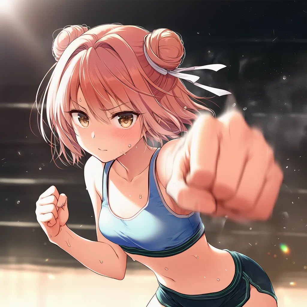 ストレートパンチをする美少女AIイラスト｜プロンプト紹介