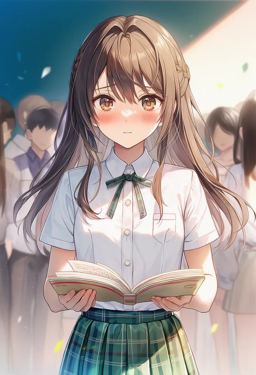 みんなに注目された恥ずかしがる美少女AIイラスト｜プロンプト紹介