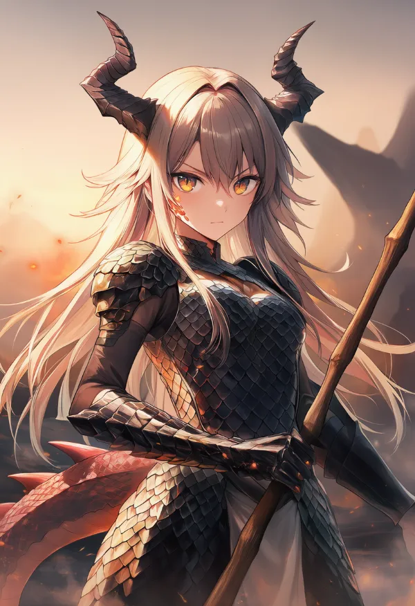 竜人(ドラゴン娘)のAIイラスト|人外種族プロンプト紹介