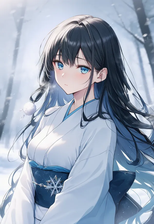 雪女のAIイラスト|和妖怪種族プロンプト紹介