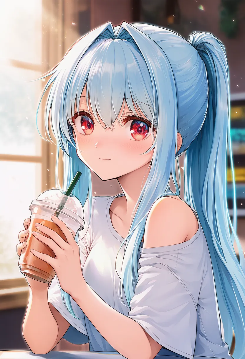 ドリンクカップを持つ美少女AIイラスト｜持ち物プロンプト紹介