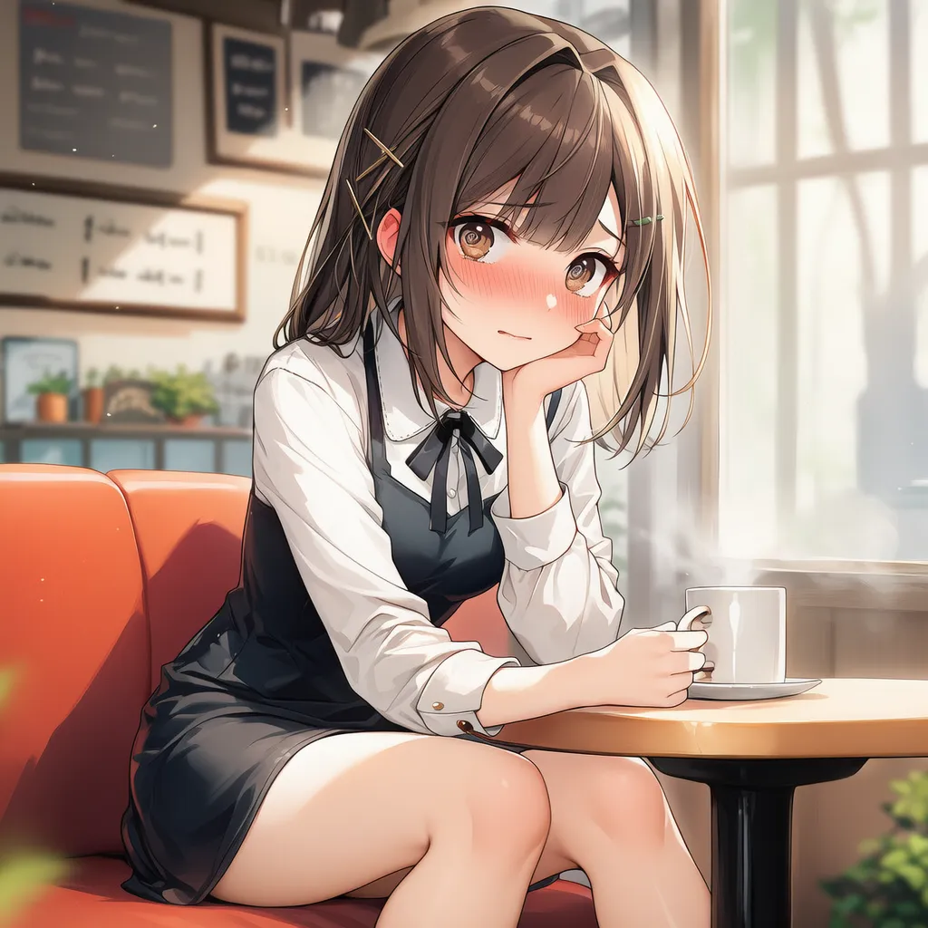 embarrassedのプロンプトで再現された恥ずかしがる美少女キャラクター｜AIイラスト作例