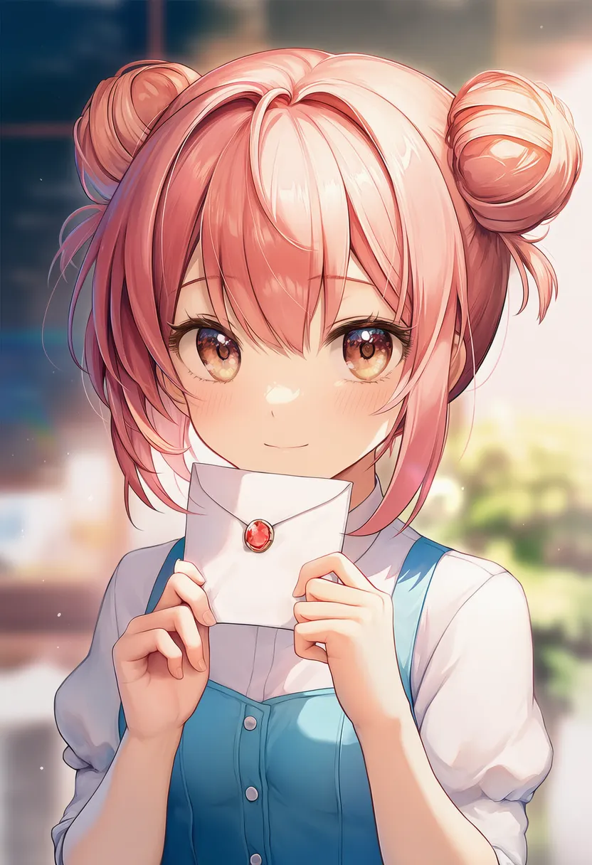 封筒を持つ美少女AIイラスト｜持ち物プロンプト紹介