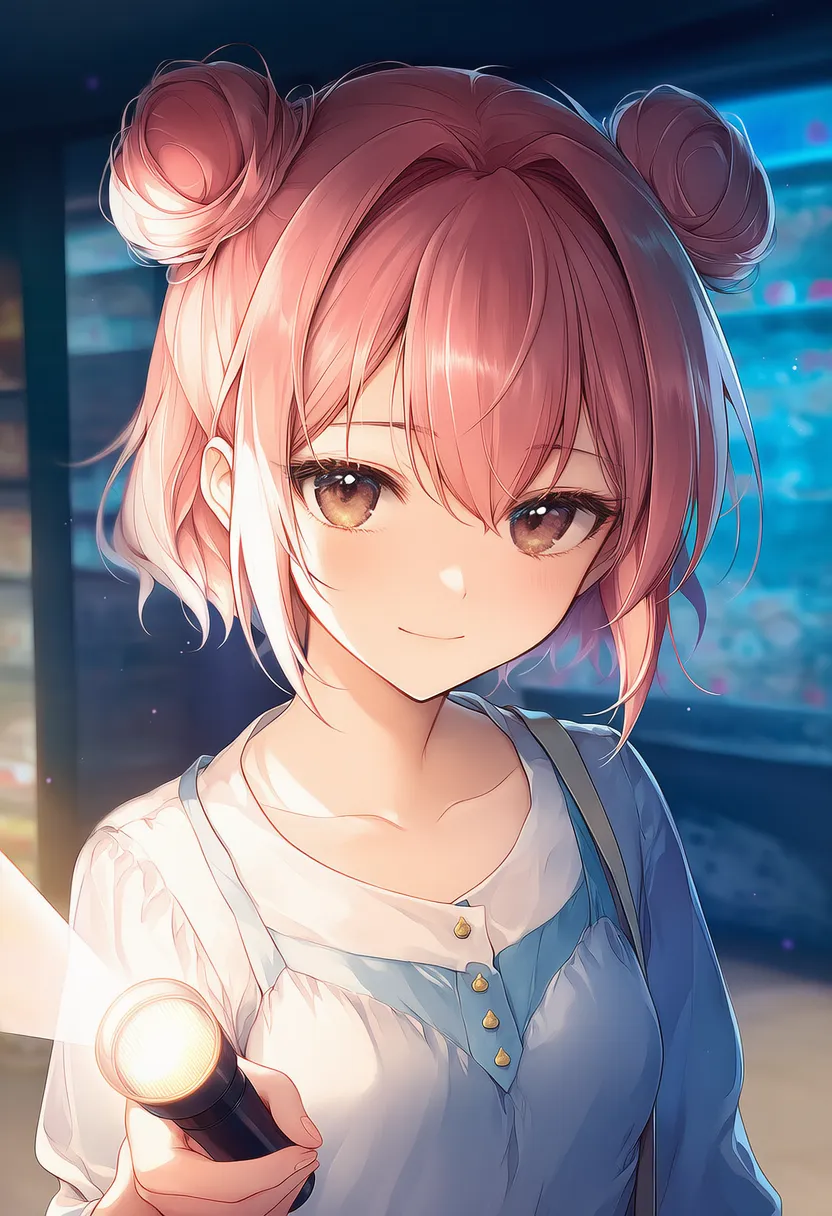 懐中電灯を持つ美少女AIイラスト｜持ち物プロンプト紹介