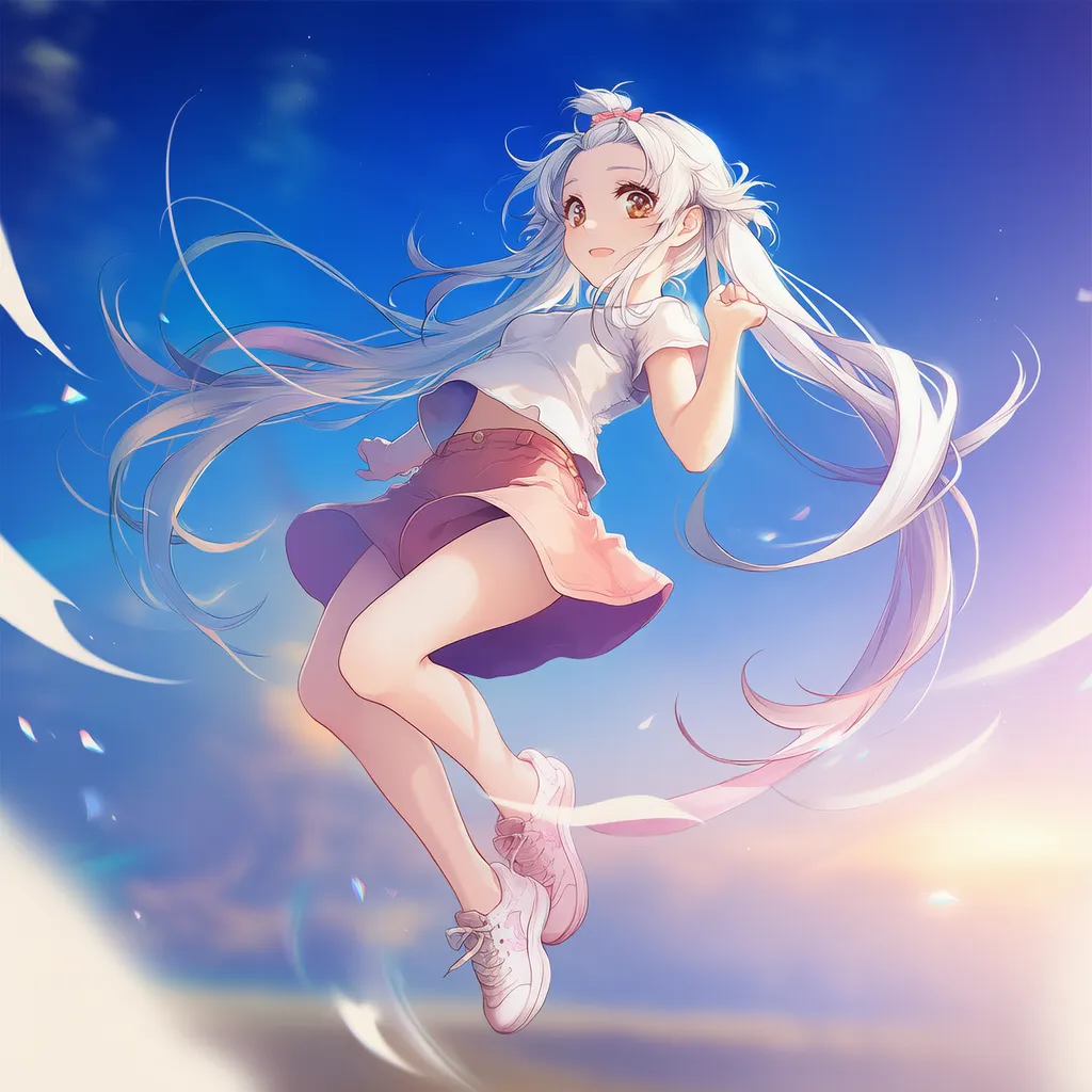 宙に浮いている状態の美少女AIイラスト｜プロンプト紹介