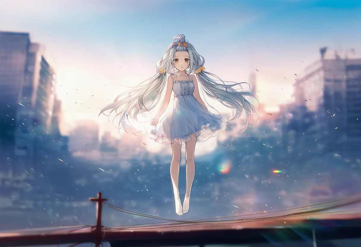 直立浮遊する美少女AIイラスト｜プロンプト紹介