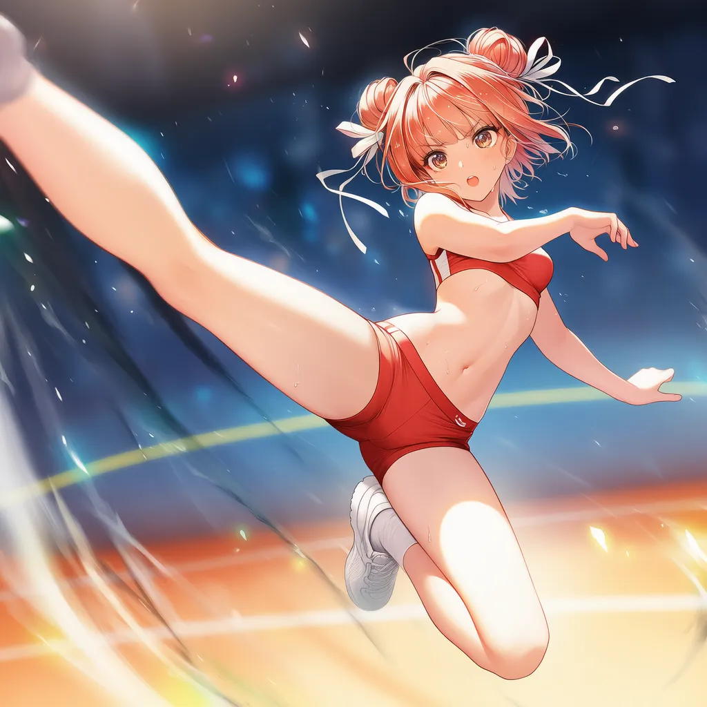 飛び蹴りをする美少女AIイラスト｜プロンプト紹介