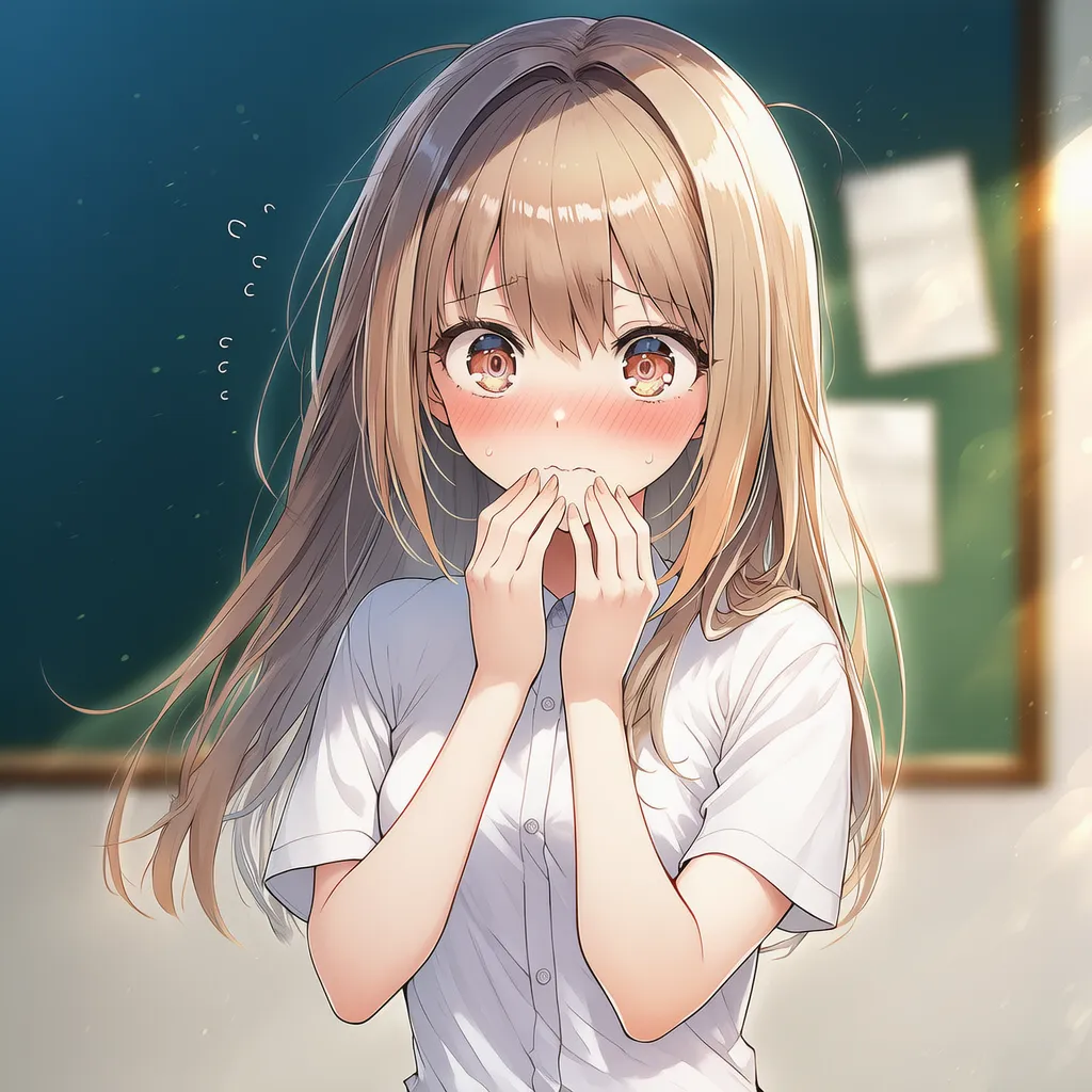 恥ずかしがって飛び汗を再現する美少女AIイラスト｜プロンプト紹介