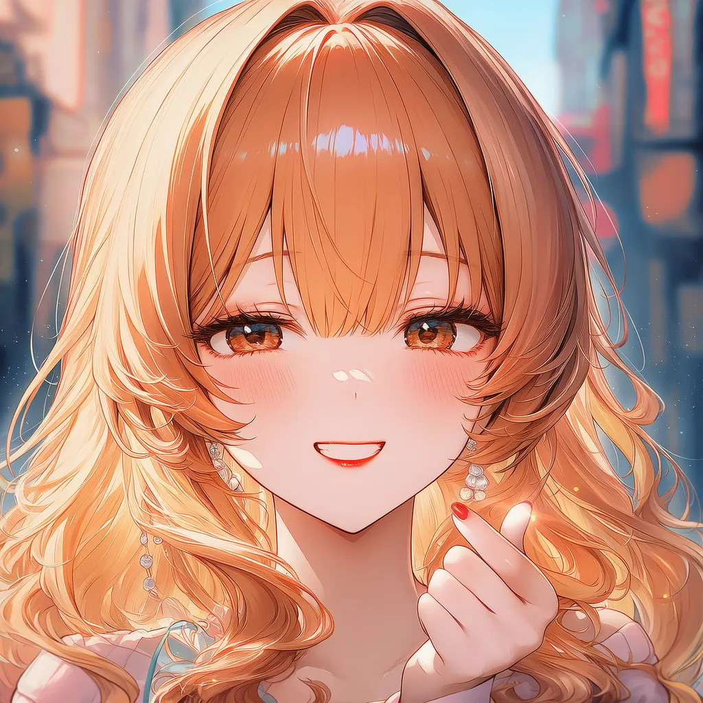 Sウェーブロング（キャラメルブロンド）｜ギャルの髪型プロンプト