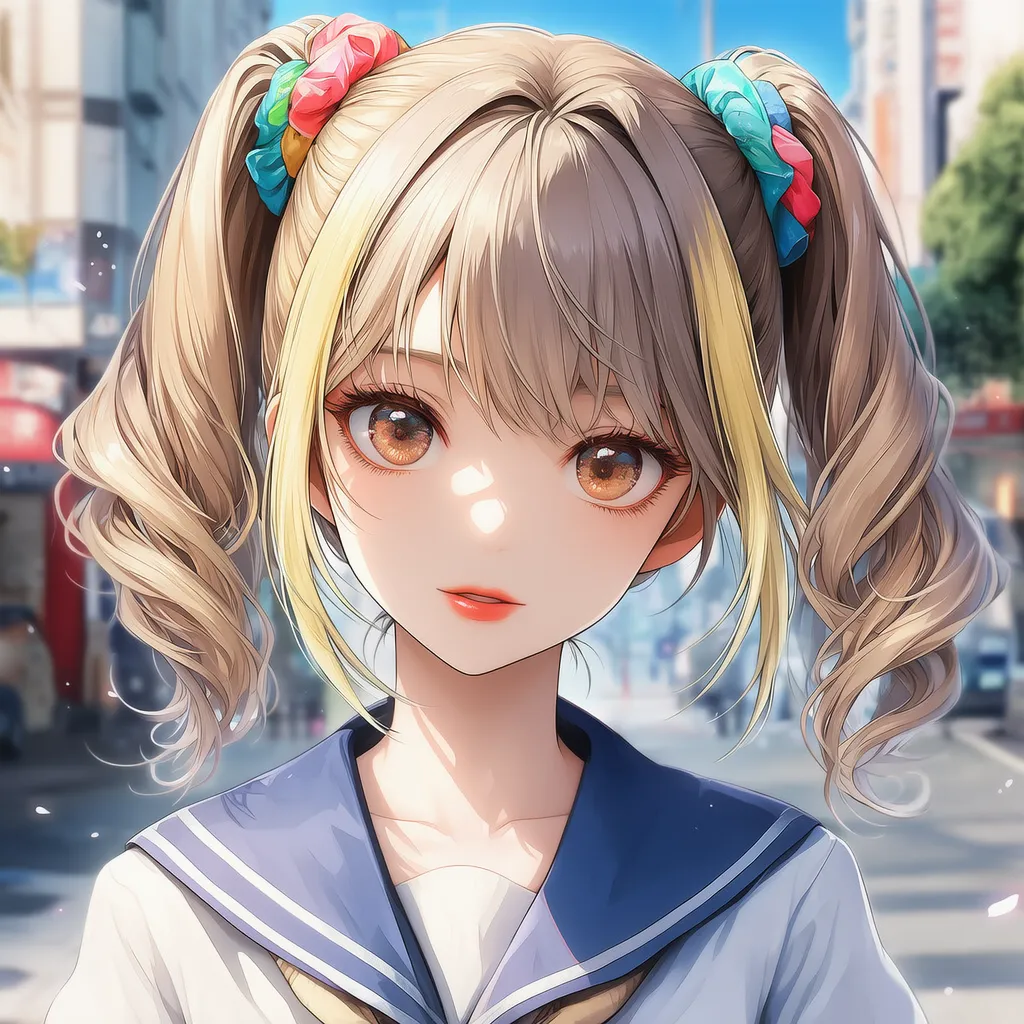 ハイカールツイン（アッシュブロンド）｜ギャルの髪型プロンプト