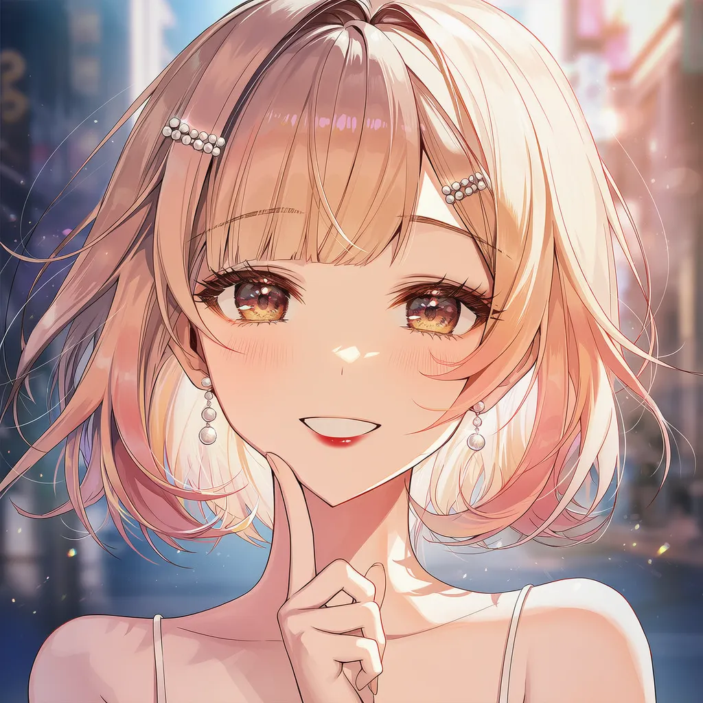 シースルーバングショート（シャンパンピンク）｜ギャルの髪型プロンプト