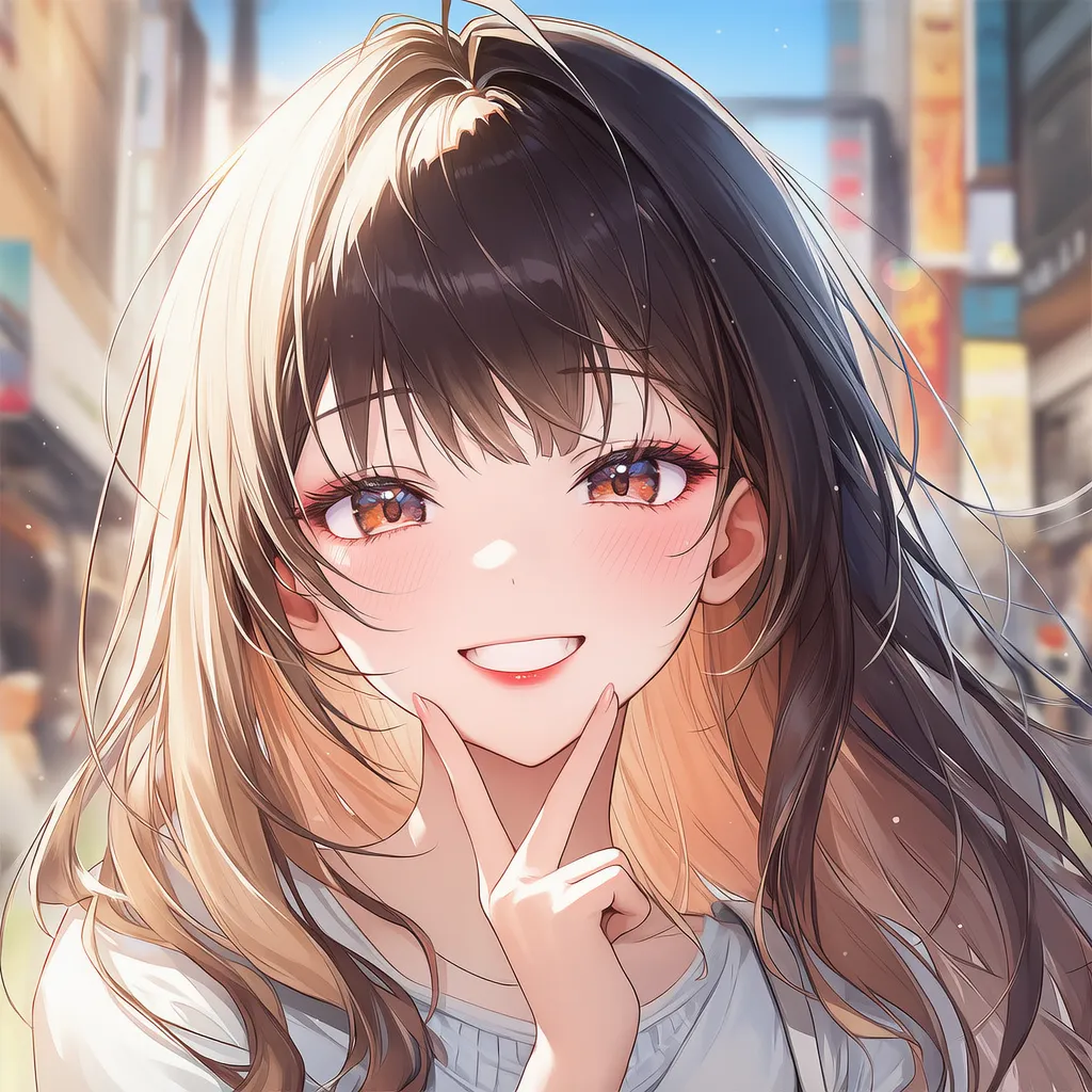 グラデロング（ミルクティーベージュ）｜ギャルの髪型プロンプト