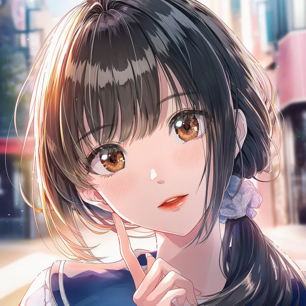 外ハネローポニー（アッシュブラウン）｜ギャルの髪型プロンプト
