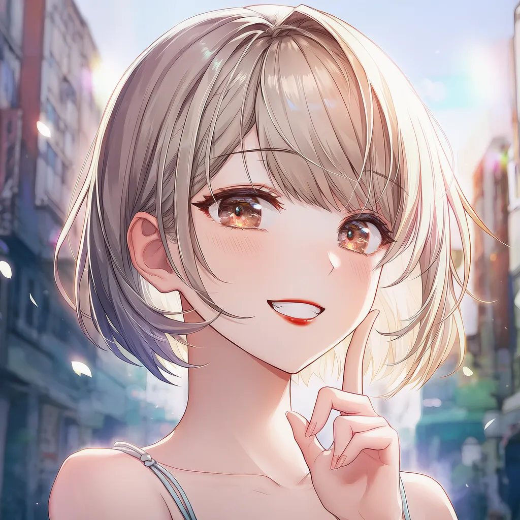前下がり内巻きボブ（グレージュ）｜ギャルの髪型プロンプト