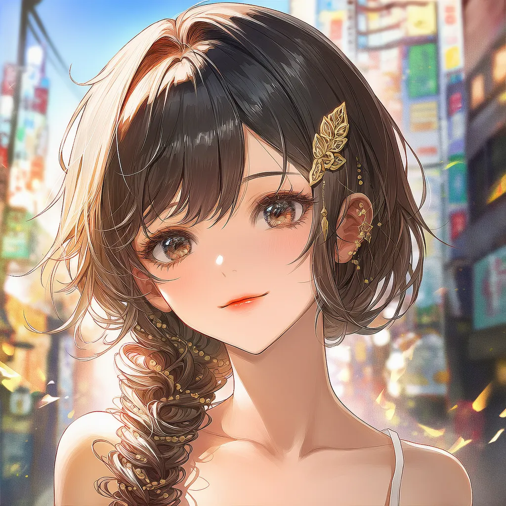 サイド編み込みローポニー（アッシュベージュ）｜ギャルの髪型プロンプト