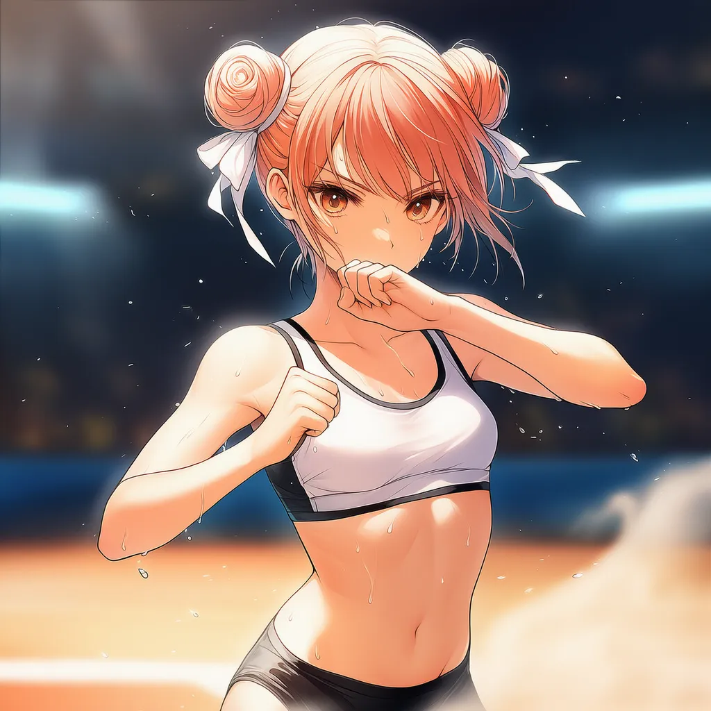 ガードを上げる構えをする美少女AIイラスト｜プロンプト紹介