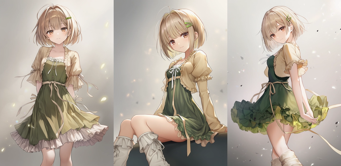 ティアードドレス×ゴシックジャケット｜森ガールプロンプト紹介