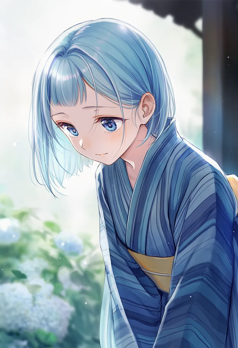 礼の前かがみ姿勢をする美少女AIイラスト｜プロンプト紹介