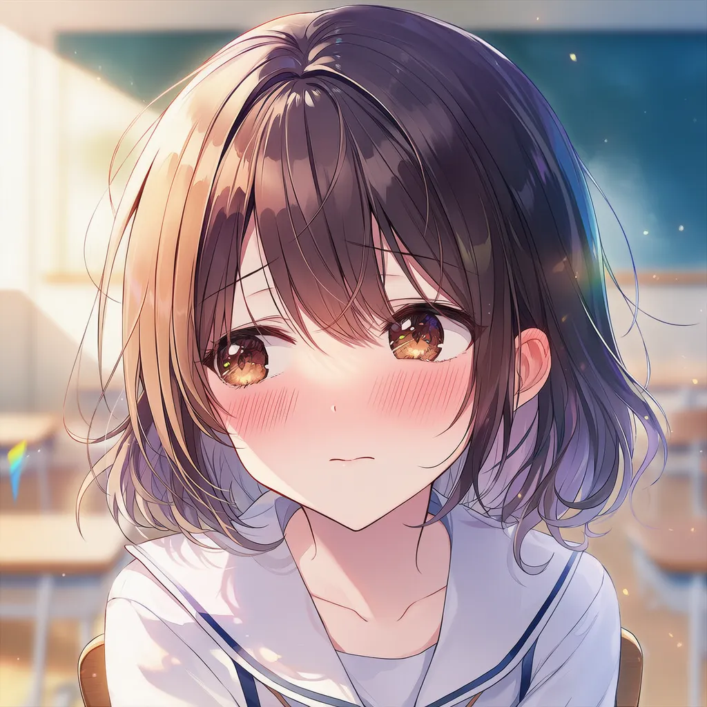 照れて目線を軽くそらす美少女AIイラスト｜プロンプト紹介