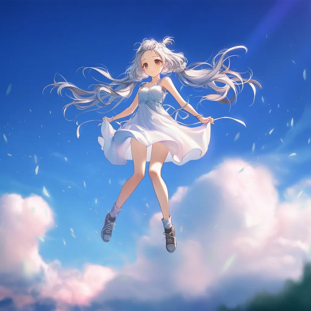 空中にいる美少女AIイラスト｜プロンプト紹介