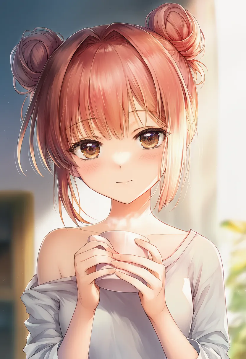 マグカップを持つ美少女AIイラスト｜持ち物プロンプト紹介